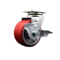 thumbnail image 1 of 4 Inch Red Poly on Cast Iron Swivel Caster with Ball Bearing and Brake SCC, 1 of 2