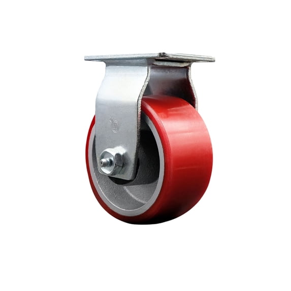 4 Inch Red Poly on Cast Iron Wheel Rigid Caster with Ball Bearing SCC