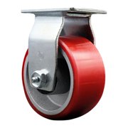 4 Inch Red Poly on Cast Iron Wheel Rigid Caster with Roller Bearing SCC