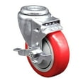 thumbnail image 1 of 4 Inch Red Polyurethane Wheel Swivel Bolt Hole Caster with Brake SCC, 1 of 2