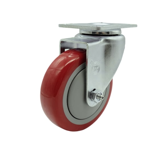 4 Inch Red Polyurethane Wheel Swivel Top Plate Caster Service Caster Brand