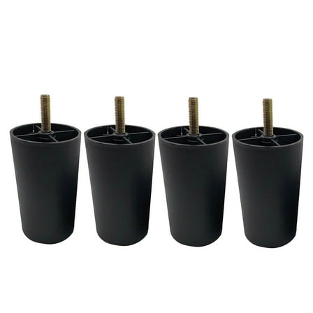 4 Inch Replacement Furniture Legs (Set of 4) Brown Plastic Circular Screw On Sofa Feet for Chairs and Cabinets
