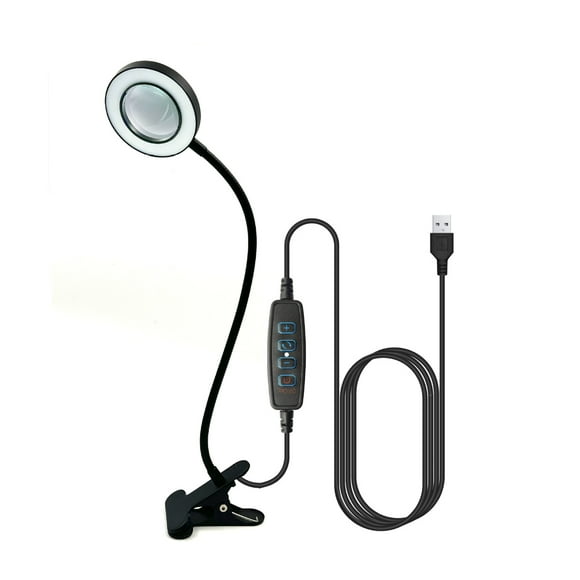 4-Inch Ring Light Magnifying Lamp with Clip, LED Vanity Mirror for Makeup, Nail Art, Eyebrow Tattooing, Adjustable Brightness, 3 Color Temperatures, USB Powered, Portable Beauty Light