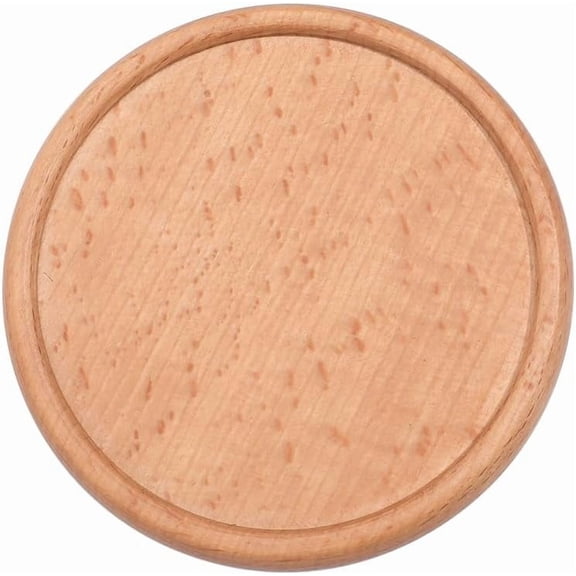 4 Inch Round Grooved Wooden Coaster Heat Resistant Wood Drink Mat Natural Beech Wood Coffee Cup Mug Holder Tabletop Protection Thermal Insulation Pad Saucers
