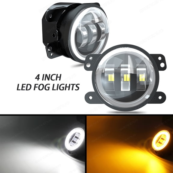 4" Inch Round LED Halo Fog Lights Angel Eyes DRL Lamp For Jeep Wrangler JK LJ JT
