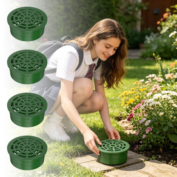 4-Inch Round Plastic Drain Grate Cover for SDR 35 Sewer Pipe Outdoor Yard Catch Basin Debris Guard Weather Resistant Black