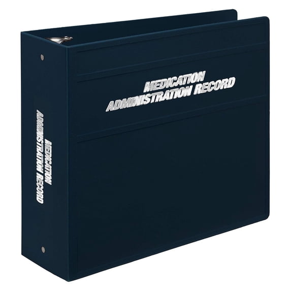 4-Inch Round Ring Binder Navy Blue Medication Administration Record ...