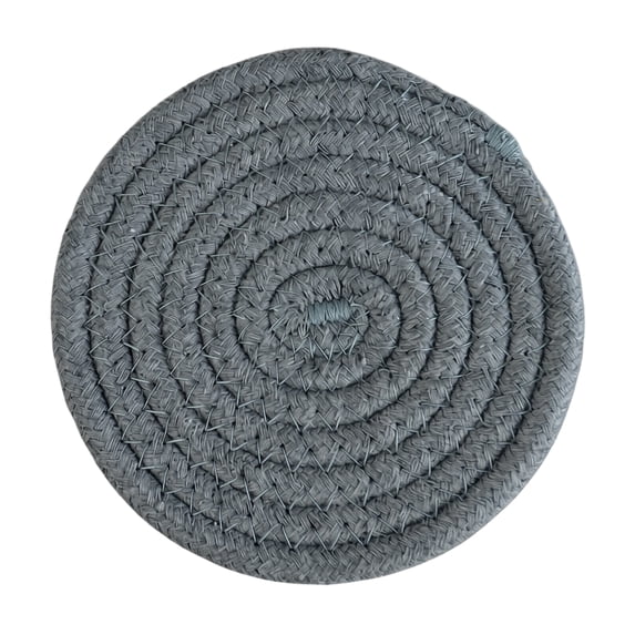 4 Inch Round Woven Coaster Cotton Drink Absorbent Table Mat Heat Resistant Braided Style for Coffee Tables Home Decor 1 Piece Dark Gray