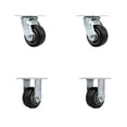 thumbnail image 1 of 4 Inch Rubber on Aluminum Caster Set with Roller Bearings 2 Swivel 2 Rigid SCC, 1 of 2