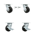 thumbnail image 1 of 4 Inch Rubber on Aluminum Caster Set with Roller Bearings 2 Swivel Lock 2 Brake, 1 of 2