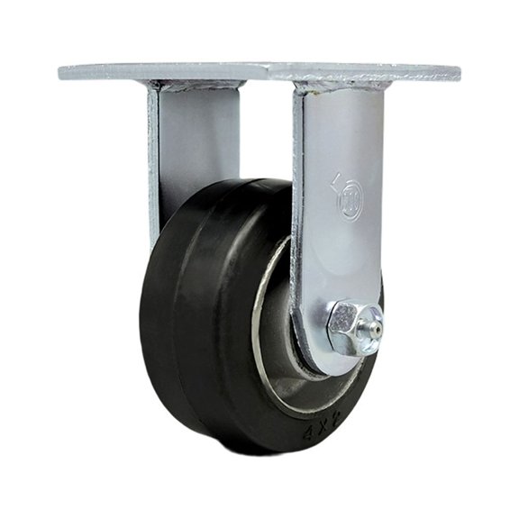 4 Inch Rubber on Aluminum Wheel Rigid Caster with Roller Bearing Service Caster