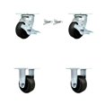thumbnail image 1 of 4 Inch Rubber on Steel Caster Set with 2 Brakes/Swivel Lock 2 Rigid SCC, 1 of 2