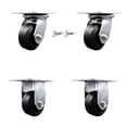 thumbnail image 1 of 4 Inch Rubber on Steel Caster Set with Roller Bearing 2 Swivel Lock and 2 Rigid, 1 of 2