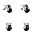thumbnail image 1 of 4 Inch Rubber on Steel Caster Set with Roller Bearings 2 Brakes 2 Rigid SCC, 1 of 2