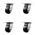 thumbnail image 1 of 4 Inch Rubber on Steel Caster Set with Roller Bearings and Swivel Locks SCC, 1 of 2