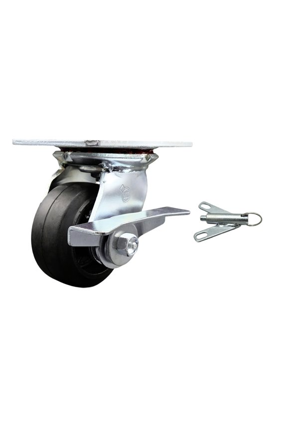 4 Inch Rubber on Steel Caster with Roller Bearing and Brake/Swivel Lock SCC