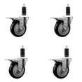 thumbnail image 1 of 4 Inch SS Black Poly Swivel 1-1/2 Inch Expanding Stem Caster Set Brake, 1 of 2
