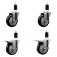 thumbnail image 1 of 4 Inch SS Black Poly Swivel 1-3/8 Inch Expanding Stem Caster Set 2 Brakes, 1 of 2