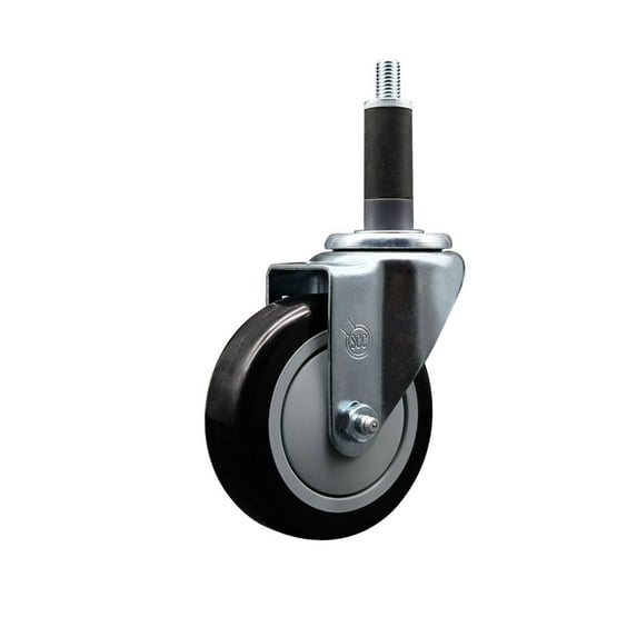 4 Inch SS Black Poly Wheel Swivel 1 Inch Expanding Stem Caster SCC