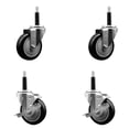 thumbnail image 1 of 4 Inch SS Black Poly Wheel Swivel 3/4 Inch Expanding Stem Caster Set 2 Brakes, 1 of 2