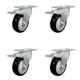 thumbnail image 1 of 4 Inch SS Black Polyurethane Top Plate Caster Set Total Lock Brake SCC, 1 of 2
