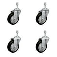 thumbnail image 1 of 4 Inch SS Black Polyurethane Wheel Swivel 10mm Threaded Stem Caster Set SCC, 1 of 2