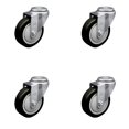 thumbnail image 1 of 4 Inch SS Black Polyurethane Wheel Swivel Bolt Hole Caster Set Service Caster, 1 of 2