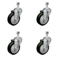 thumbnail image 1 of 4 Inch SS Black Polyurethane Wheel Swivel ½ Inch Threaded Stem Caster Set SCC, 1 of 2