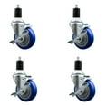 thumbnail image 1 of 4 Inch SS Blue Poly Swivel 1-1/2 Inch Expanding Stem Caster Set with Brake SCC, 1 of 2