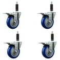 thumbnail image 1 of 4 Inch SS Blue Poly Swivel 1 Inch Expanding Stem Caster Set Total Lock Brake, 1 of 2
