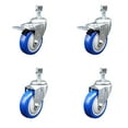 thumbnail image 1 of 4 Inch SS Blue Poly Swivel 12mm Threaded Stem Caster Set 2 Total Lock Brake, 1 of 2