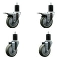 thumbnail image 1 of 4 Inch SS Gray Poly Swivel 1-3/4 Inch Expanding Stem Caster Set 2 Brakes, 1 of 2