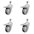 thumbnail image 1 of 4 Inch SS Gray Polyurethane ½ Inch Threaded Stem Caster Set Total Lock Brake, 1 of 2
