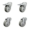 thumbnail image 1 of 4 Inch SS Gray Polyurethane Swivel Bolt Hole Caster Set with 2 Total Lock Brake, 1 of 2
