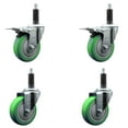 thumbnail image 1 of 4 Inch SS Green Poly Swivel 1 Inch Expanding Stem Caster Set 2 Total Lock Brakes, 1 of 2