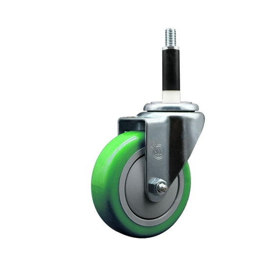 4 Inch SS Green Poly Wheel Swivel 7/8 Inch Expanding Stem Caster SCC
