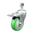 thumbnail image 1 of 4 Inch SS Green Polyurethane 12mm Threaded Stem Caster with Total Lock Brake, 1 of 2