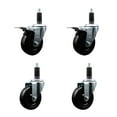 thumbnail image 1 of 4 Inch SS Hard Rubber Swivel 1-1/8 Inch Expand Stem Caster Set 2 Brakes, 1 of 2