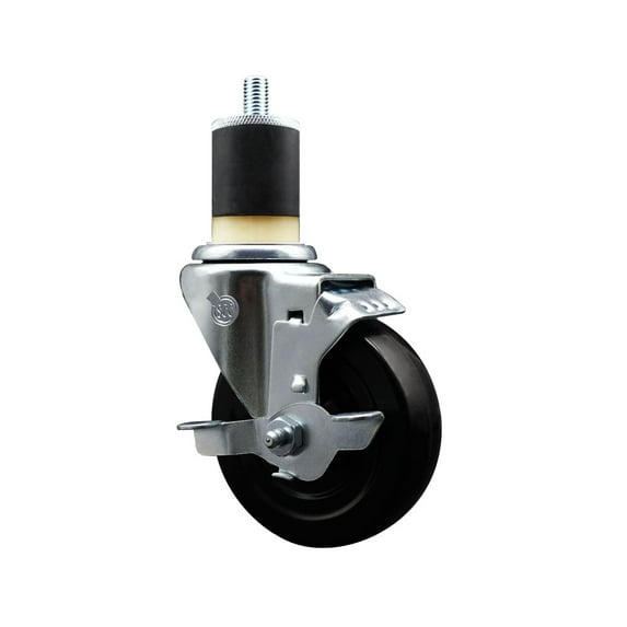 4 Inch SS Hard Rubber Swivel 1-7/8 Inch Expanding Stem Caster with Brake SCC