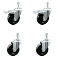 thumbnail image 1 of 4 Inch SS Hard Rubber Swivel 3/8 Inch Threaded Stem Caster Set 2 Lock Brake SCC, 1 of 2