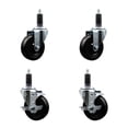 thumbnail image 1 of 4 Inch SS Hard Rubber Wheel Swivel 1-1/8 Inch Expand Stem Caster Set 2 Brakes, 1 of 2