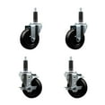 thumbnail image 1 of 4 Inch SS Hard Rubber Wheel Swivel 1 Inch Expand Stem Caster Set 2 Brakes SCC, 1 of 2