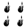 thumbnail image 1 of 4 Inch SS Hard Rubber Wheel Swivel 7/8 Inch Expanding Stem Caster Set SCC, 1 of 2