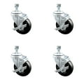 thumbnail image 1 of 4 Inch SS Hard Rubber Wheel Swivel ½ Inch Threaded Stem Caster Set Brake SCC, 1 of 2