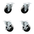 thumbnail image 1 of 4 Inch Hard Rubber Wheel Swivel Top Plate Caster Set with 2 Brakes SCC, 1 of 2