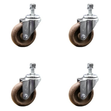 4 Inch SS High Temp Glass Filled Nylon Swivel 3/8 Inch Threaded Stem Caster Set