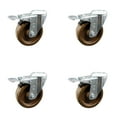 thumbnail image 1 of 4 Inch SS High Temp Phenolic Swivel Bolt Hole Caster Set with Total Lock Brake, 1 of 2