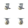 thumbnail image 1 of 4 Inch SS Nylon Caster Set with Delrin Bearings 2 Brakes 2 Rigid SCC, 1 of 2
