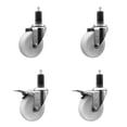 thumbnail image 1 of 4 Inch SS Nylon Swivel 1-1/4 Inch Expanding Stem Caster Set 2 Total Lock Brakes, 1 of 2