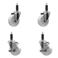 thumbnail image 1 of 4 Inch SS Nylon Wheel Swivel 1 Inch Expanding Stem Caster Set 2 Brakes SCC, 1 of 2